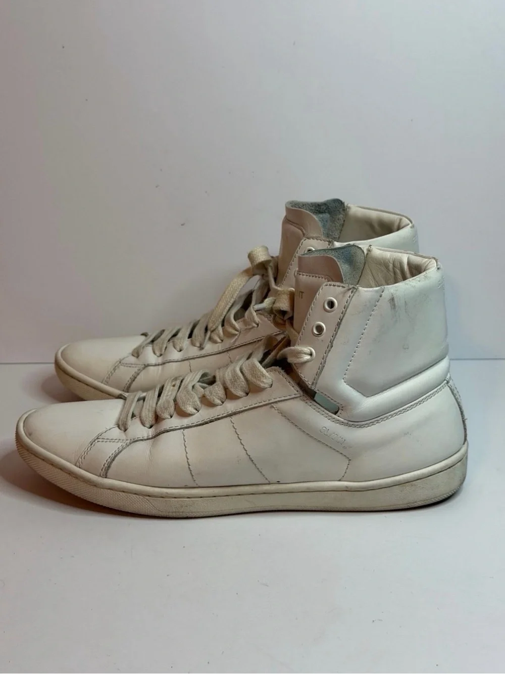 Saint Laurent SL/10H Court Classic High-top Sneakers in White Leather Size 37